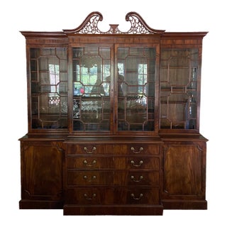 George III Style Mahogany Breakfront Cabinet For Sale