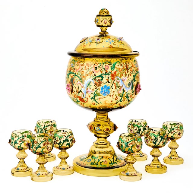 Antique Ten-Piece Moser Enameled Glass Punch Bowl Service, Circa 1880–1890 For Sale - Image 10 of 10