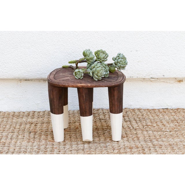 Wood Black & White Carved Nupe Stool For Sale - Image 7 of 7