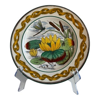 Antique Wedgwood Dragonfly & Water Lily Cabinet Plate, 10” For Sale