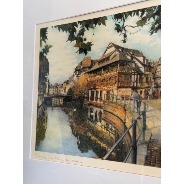 1960s Strasbourg Petite France “Maison Des Tanneurs” French Architectural Cityscape Lithograph on Watercolor Paper, Framed For Sale In Los Angeles - Image 6 of 7
