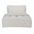 Modern square beige cushion lounge chair / sectional. Tufted low profile soft white, ivory, and beige fabric woven...