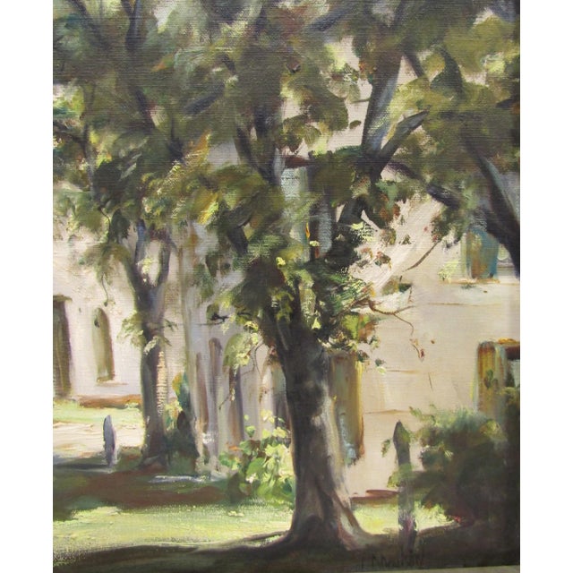Artist Doug Moulson Landscape Impressionist Oil Painting Churchyard For Sale - Image 4 of 6
