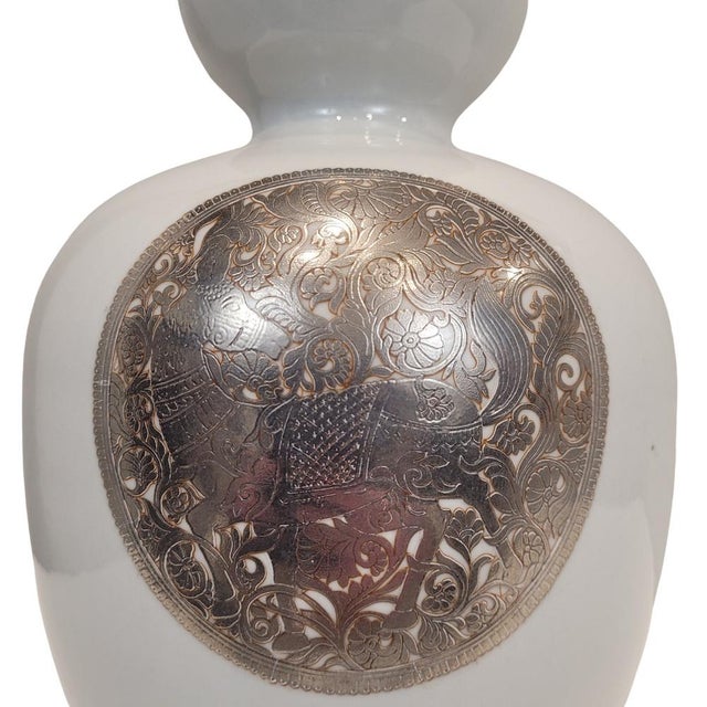 19th Century Chinese Porcelain and Silver Vase by Fabienne Jouvin, France, 1980s For Sale - Image 3 of 17