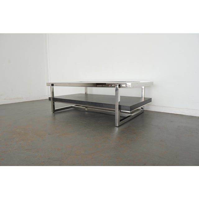 1970s Vintage Chrome & Glass Coffee Table For Sale - Image 5 of 11