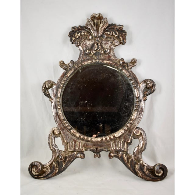 Baroque 19th C. Italian Silver Leafed Crested Baroque Style Wall Mirrors, a Pair For Sale - Image 3 of 13