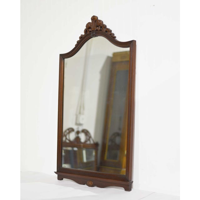 Traditional Mid Century Mahogany Wall Mirror With Floral Pediment For Sale - Image 3 of 10
