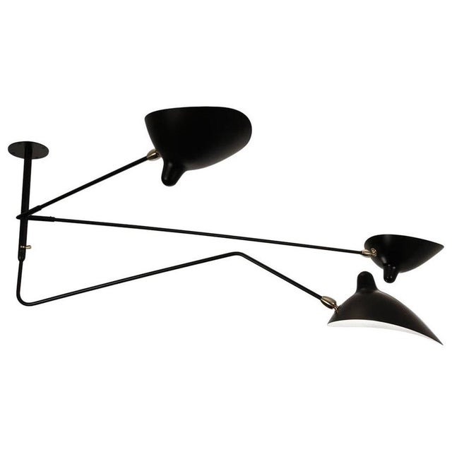 Black Suspension Two Fixed and One Rotating Curved Arm Lamp from Serge Mouille For Sale - Image 10 of 10