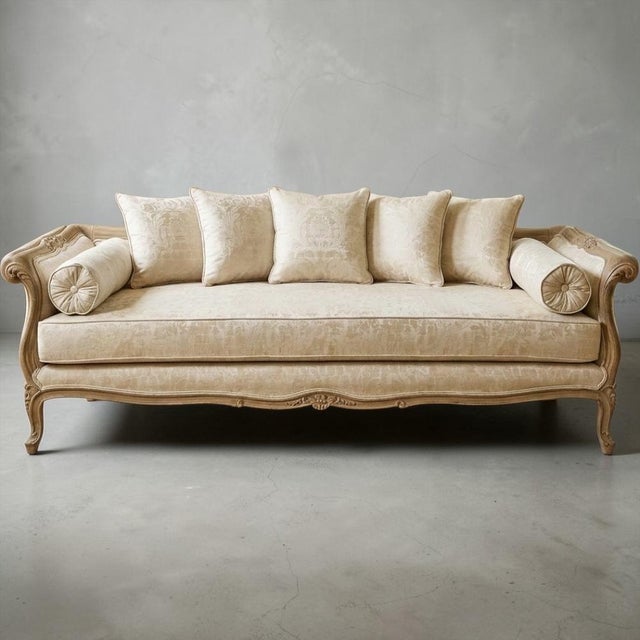 19th-C. French Painted Daybed / Sofa in New Linen W/ Gustavian Swedish Styling For Sale - Image 4 of 13