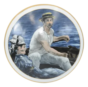 Early 20th Century Limoge France MNP Edouard Manet " Boating" Trinket Candy Lidded Porcelain Box