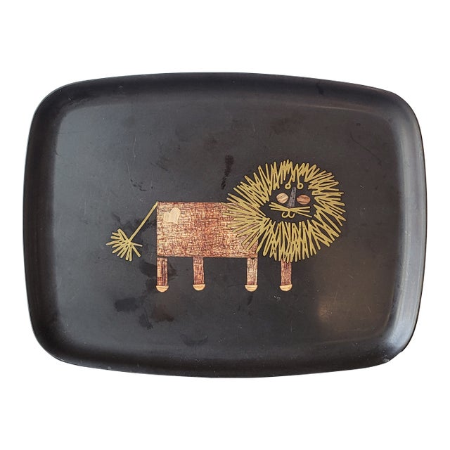 Mid Century Modern Couroc Lion Tray For Sale