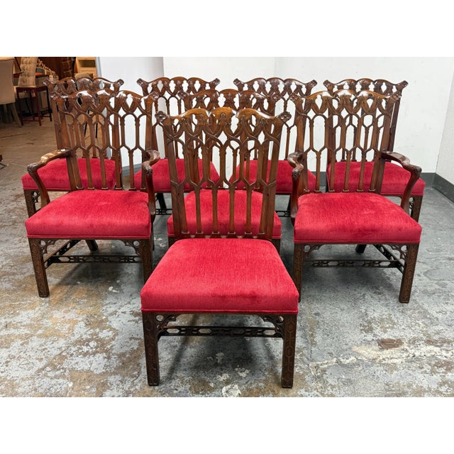 Gothic Burton Ching Gothic Revival Dining Room Chairs, Set of Eight For Sale - Image 3 of 12