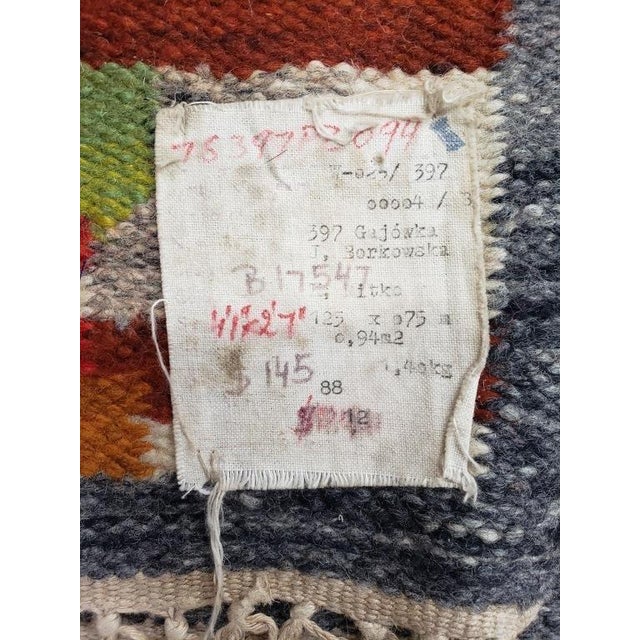 Mid-Century Modern Mid-Century Polish Kilim Rug by Jolanta Borkowska for Cepelia - 5' X 3' For Sale - Image 3 of 3