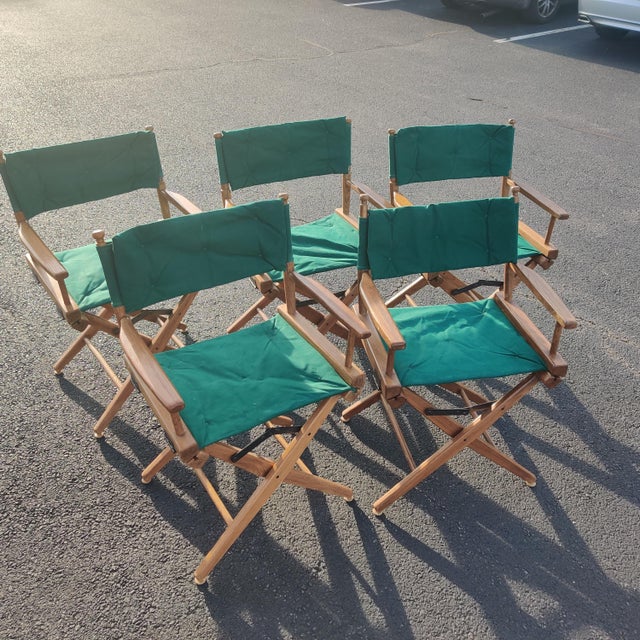 American 1990s Set of Five Vintage Folding Director's Chairs For Sale - Image 3 of 7