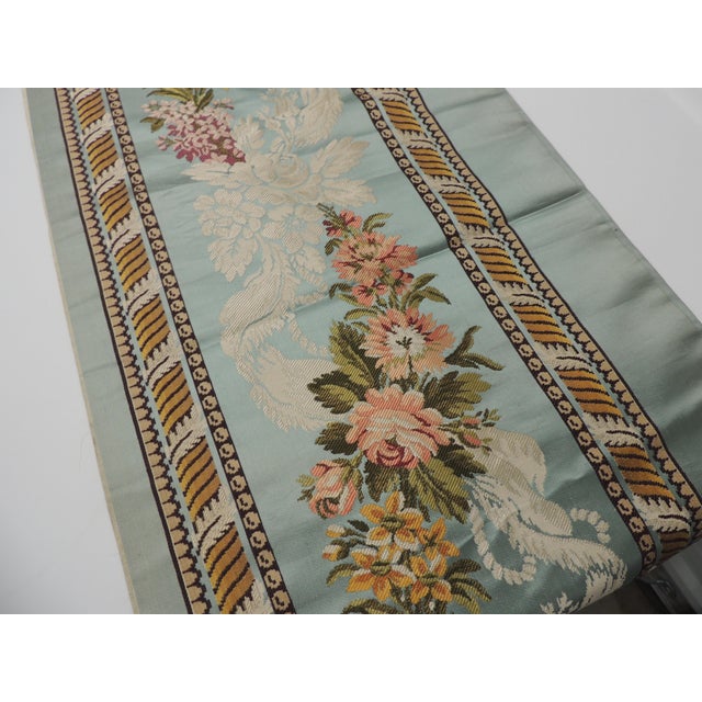 19Th C. Green & Pink Silk Brocade Narrow Fabric Border Textile For Sale - Image 4 of 7