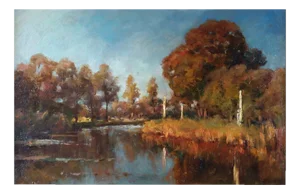 Jan Hillebrand Wijsmuller, Late Summer River Landscape, 1890s, Oil on Canvas, Framed