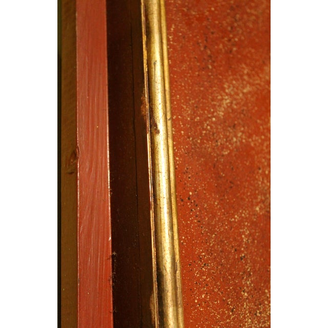 20th Century Italian Faux Red Porphyry Lacquered and Gilt Framed Wood Door For Sale - Image 9 of 14