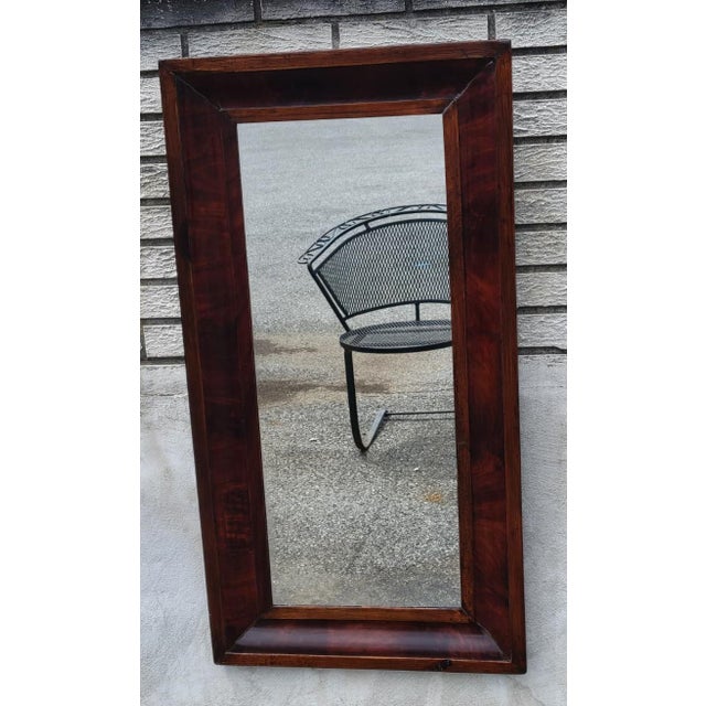 Traditional Antique American Empire Flame Mahogany Ogee Wall Mirror 20x30 Wood Backing 1850s For Sale - Image 3 of 18