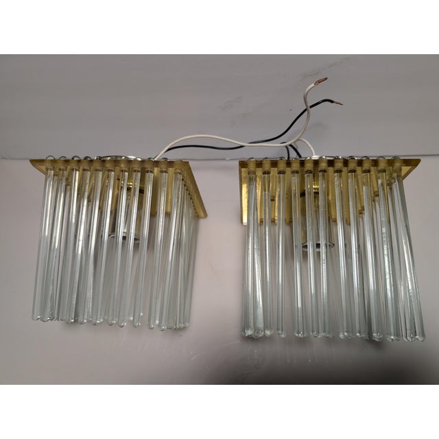 Mid 20th Century Postmodern Gaetano Sciolari Style Brass and Glass Rods Flush Mount - A Pair For Sale - Image 14 of 14