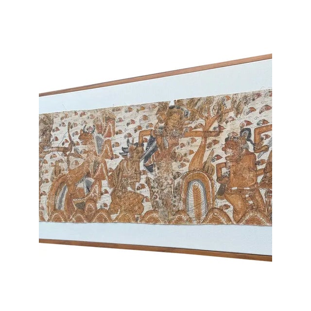 1950s Bali Hindu Textile Framed 'Kamasan' Painting, Indonesia C. 1950 For Sale - Image 5 of 16