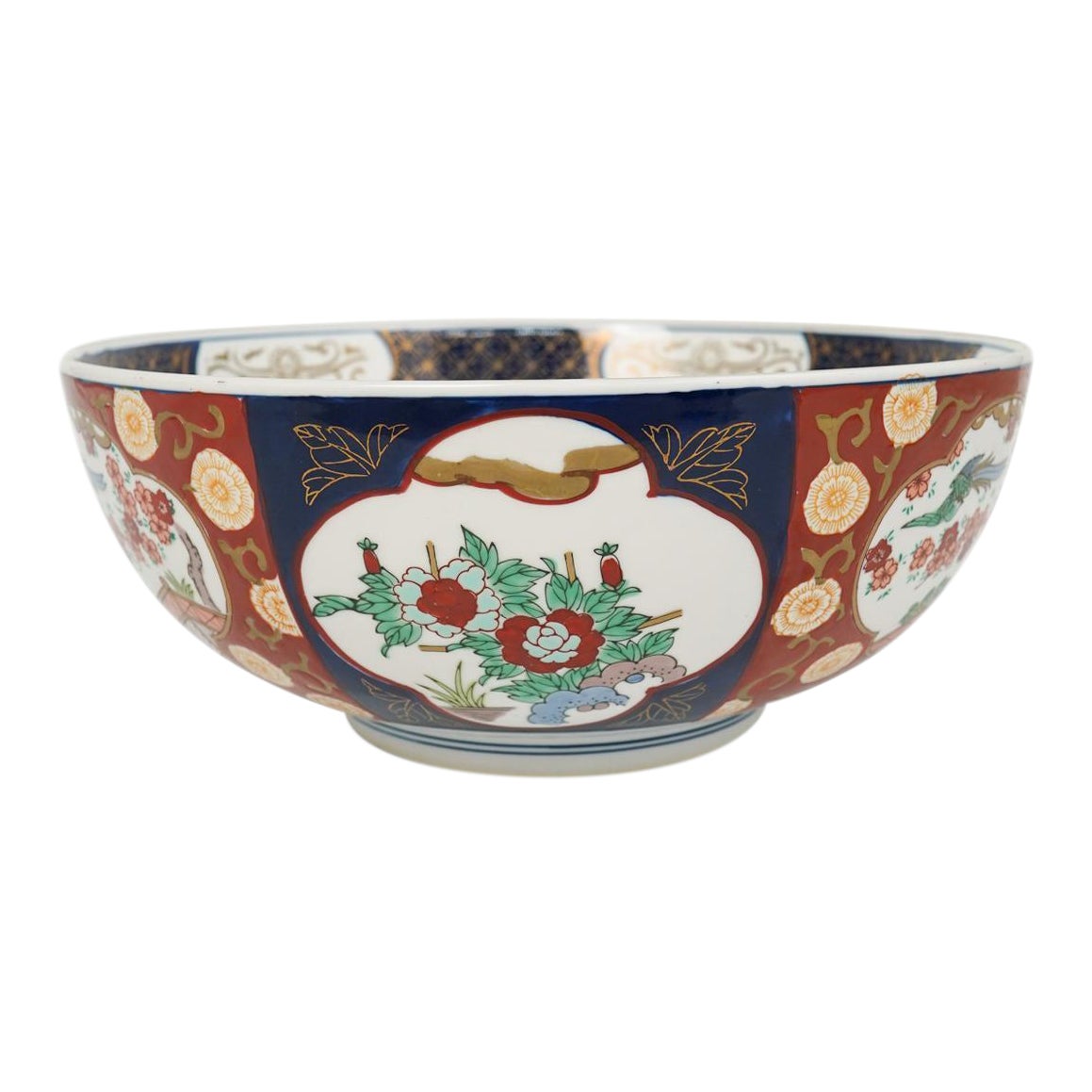 Vintage Large Japanese Porcelain Gold Imari Bowl Chairish