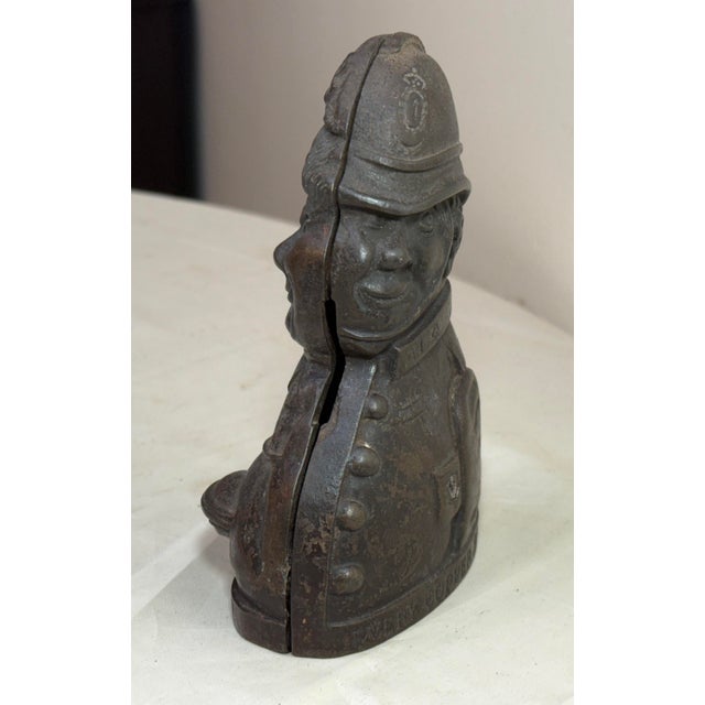 Metal Rare Antique 2 Face Every Copper Helps Sydenham & McOustra Cast Iron Still Bank For Sale - Image 7 of 12