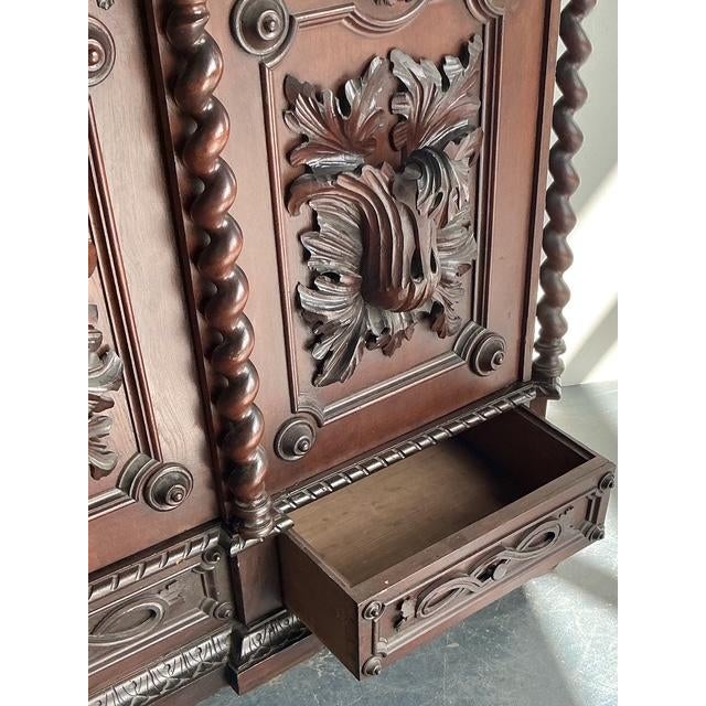Vintage Boho Black Forest Carved Oak Armoire For Sale - Image 14 of 14