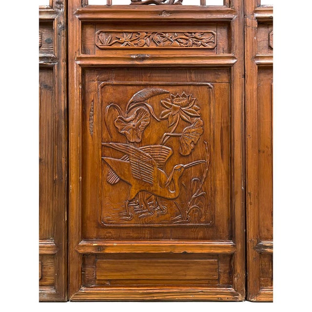 Late 19th Century Antique Chinese Handcrafted 3 Panel Wooden Screen/Room Divider For Sale - Image 9 of 13