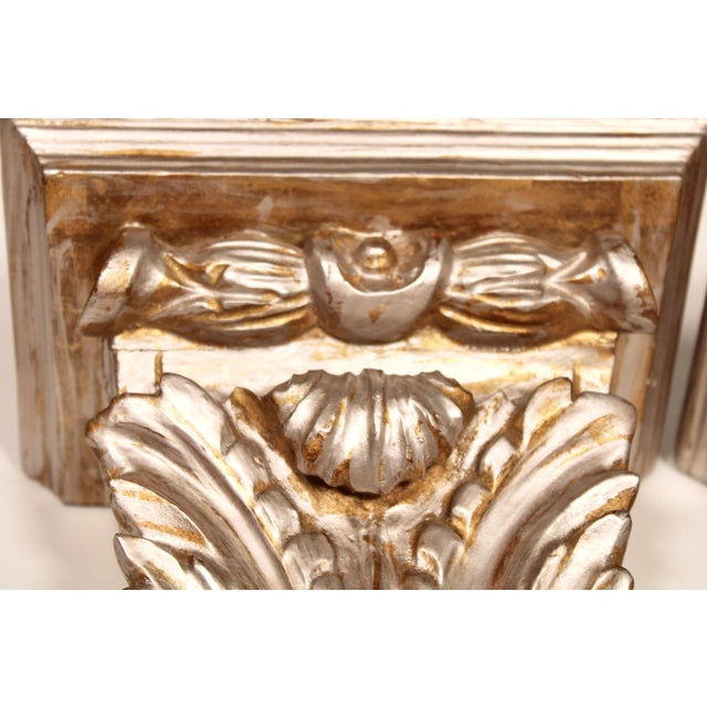 Vintage Italian Silver Gilt Acanthus Leaf Wooden Wall Shelves For Sale In Tulsa - Image 6 of 13
