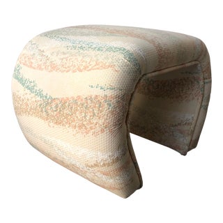 1980s Art Deco Revival Upholstered Waterfall Bench For Sale