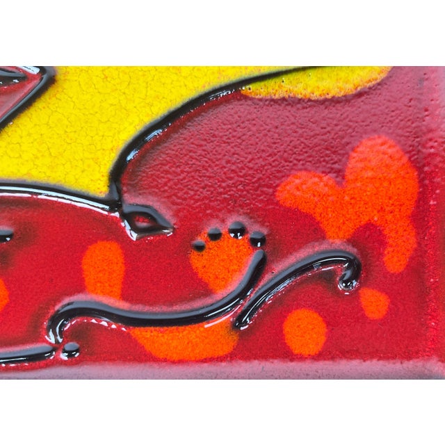Mid-Century Modern West German Pottery WGP Wall Plate with Red and Yellow Bird Decor, 1970s, 1960s For Sale - Image 10 of 15