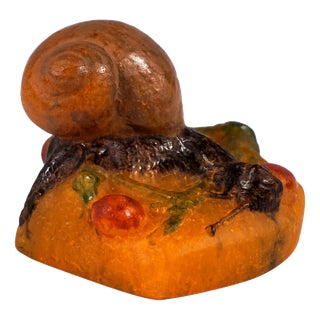 Art Nouveau Pate de Verre Snail Paperweight by Amalric Walter & Henri Bergé, France, 1920 For Sale