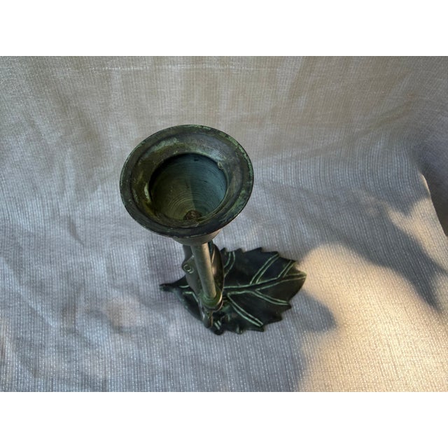 Vintage Bronze Standing Frog Candlestick For Sale - Image 9 of 14