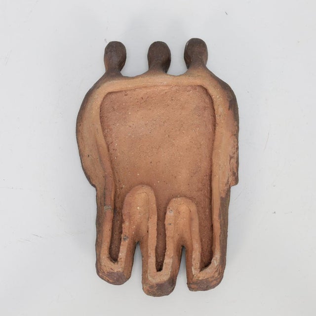Brutalist Ceramic Wall Relief with Three Figures by AR, 1970s For Sale - Image 6 of 8