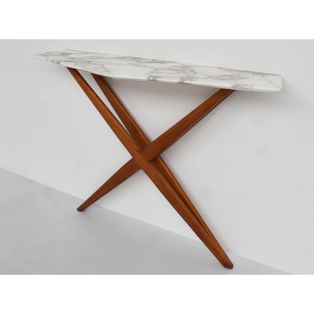 1950s Console Table in Fruit Wood and Marble from Studio BBPR Milano, 1958 For Sale - Image 5 of 12