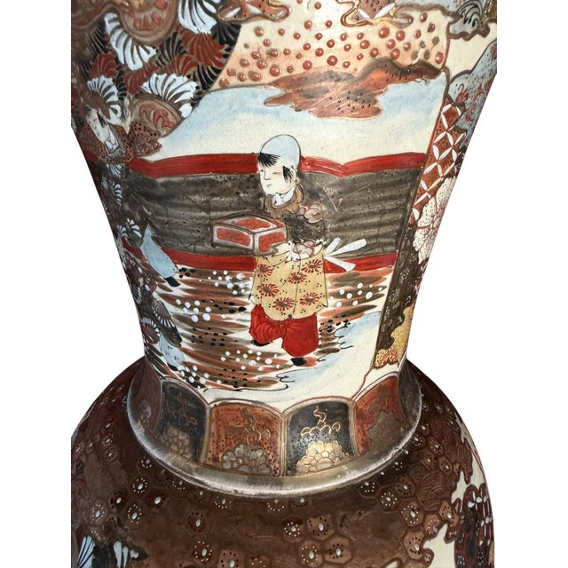 Ceramic Antique Japanese Earthenware Satsuma Vase, 1950 For Sale - Image 7 of 10