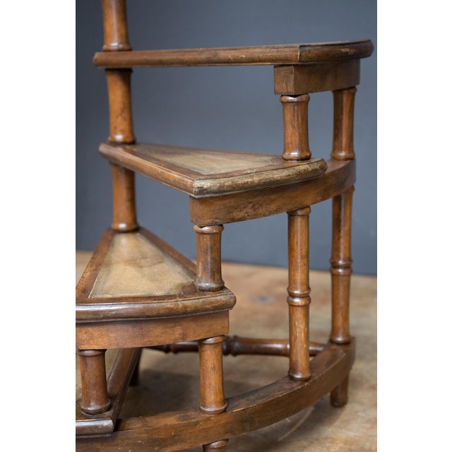 Brown Library Stair Steps of Mahogany and Leather in the Regency Style From England For Sale - Image 8 of 8