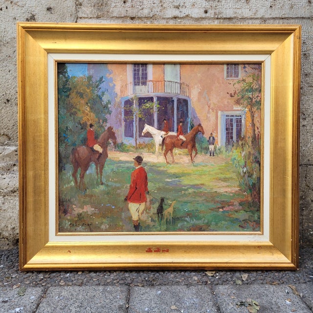 Fran Baró, Au Club Hippique Fran Baró, 1950s, Oil on Canvas For Sale - Image 4 of 18