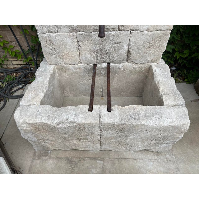 Le Chaux Hand Carved and Distressed Limestone Block Fountain From the South of France For Sale In Dallas - Image 6 of 12