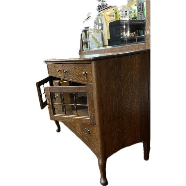 Late 19th Century Victorian Era Tiger Oak Server For Sale - Image 4 of 6