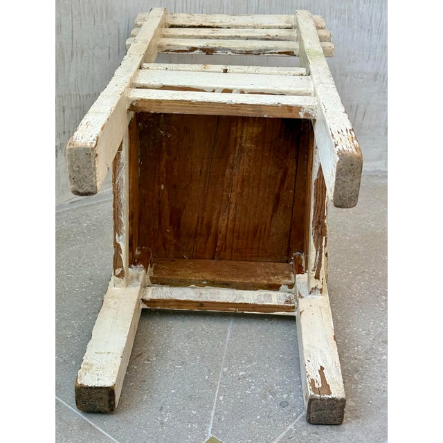 Charming Antique Gustavian Child’s Wooden Chair With Chippy Paint Finish & Rustic Vibe, Dating From Early 20th Century For Sale - Image 10 of 12