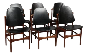 Mid 20th Century Set of Six Dining Chairs in Teak Attributed to Arne Hovmand Olsen