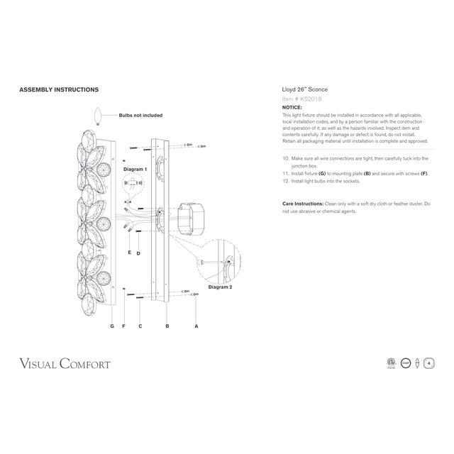 Visual Comfort kate spade new york for Visual Comfort Signature Lloyd 26" Sconce in Soft Brass with Crystal For Sale - Image 4 of 4