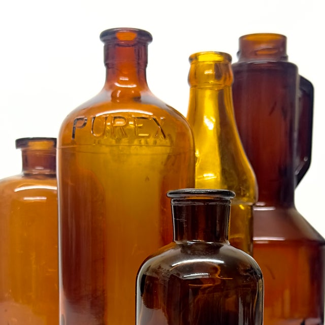 Vintage Amber Apothecary Bottle Curation - Group of 5 For Sale - Image 10 of 10