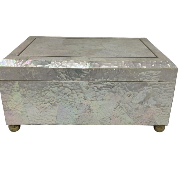 Large Vintage Maitland-Smith Mother of Pearl Box For Sale - Image 9 of 9