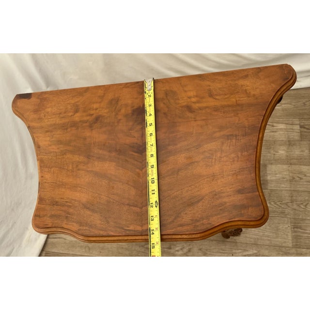 Vintage French Cabinet Side Table Hidden Bar Storage Solid Walnut Hand Carved For Sale - Image 9 of 11