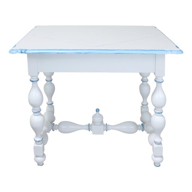 Vintage French Louis XIII Style Painted Game Table With Two Hidden Drawers For Sale