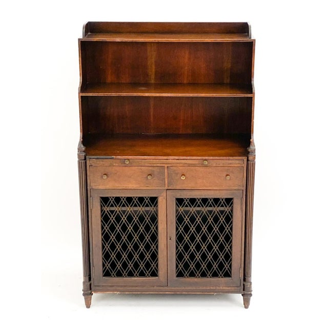 Wood Antique English Mahogany Server Chiffonier Display Cabinet For Sale - Image 7 of 13