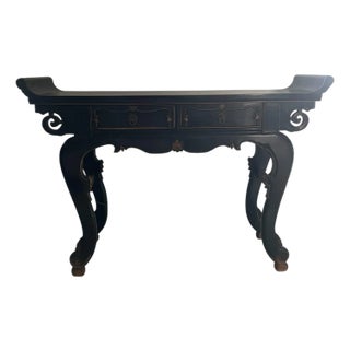 Antique Black Lacquer Chinese Altar Table For Sale