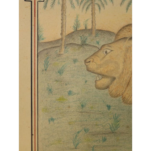 French Artist, Study of a Lion in a Palm Jungle, 1870, Colored Pencil on Paper For Sale - Image 16 of 17